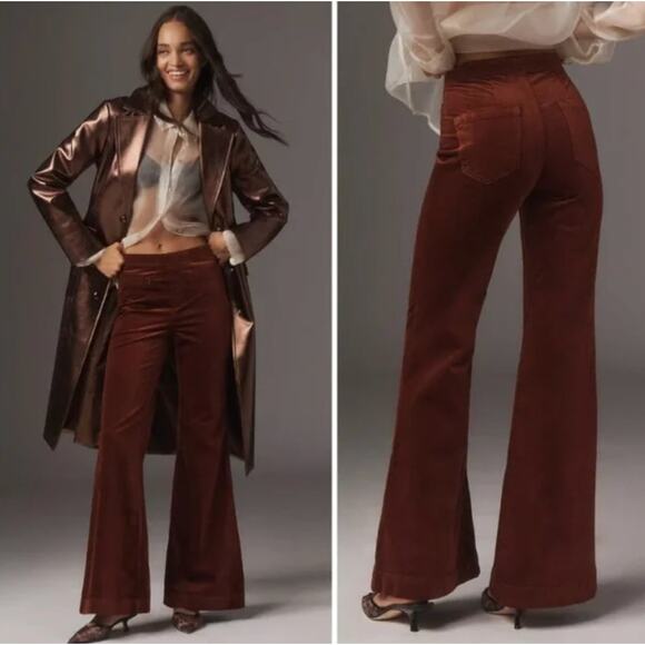 Anthropologie Pilcro Pull-On Retro Flare Velvet Jeans Size 32 Mid-Rise Pant - Picture 1 of 9